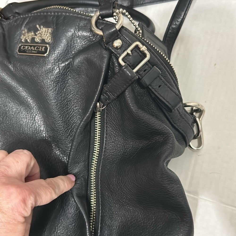 Coach Madison Sophia soft Black Leather Tote shoulder bag silver tone hardware - Picture 13 of 16